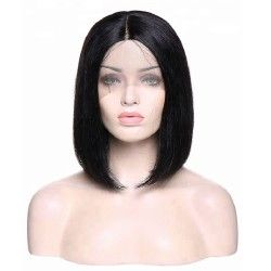 Full Lace Wig, Short Length, 10", Bob Cut, Color #1 (Jet Black), Made with Remy Indian Human Hair