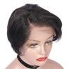 Full Lace Wig, Short Length, 8", Pixie Cut, Color #1B (Off Black), Made With Remy Indian Human Hair