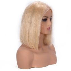 Full Lace Wig, Short Length, Bob Cut, 10", Color #22 (Light Pale Blonde), Made With Remy Indian Human Hair