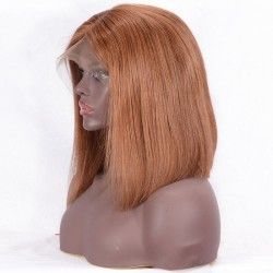 Full Lace Wig, Short Length, 10", Bob Cut, Color #33 (Auburn), Made With Remy Indian Human Hair