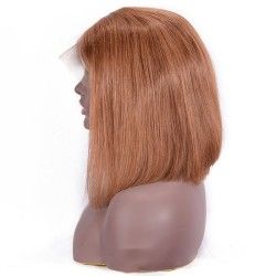 Full Lace Wig, Short Length, 10", Bob Cut, Color #33 (Auburn), Made With Remy Indian Human Hair