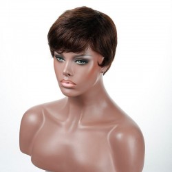 Full Lace Wig, Short Length, 8", Pixie Cut, Color #2 (Darkest Brown), Made With Remy Indian Human Hair