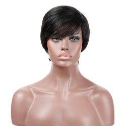 Full Lace Wig, Short Length, 8", Pixie Cut, Color #1 (Jet Black), Made With Remy Indian Human Hair