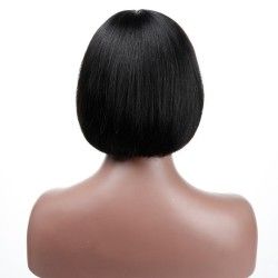 Full Lace Wig, Short Length, 8", Bob Cut With Fringe, Color #1 (Jet Black), Made With Remy Indian Human Hair