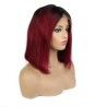 Full Lace Wig, Short Length, Bob Cut, Ombre Color #1B/530 (Off Black / Red Wine), Made With Remy Indian Human Hair