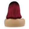 Full Lace Wig, Short Length, Bob Cut, Ombre Color #1B/530 (Off Black / Red Wine), Made With Remy Indian Human Hair