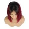 Full Lace Wig, Short Length, Bob Cut, Ombre Color #1B/530 (Off Black / Red Wine), Made With Remy Indian Human Hair