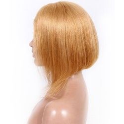 Full Lace Wig, Short Length, 10", Bob Cut, Color #27 (Honey Blonde), Made With Remy Indian Human Hair