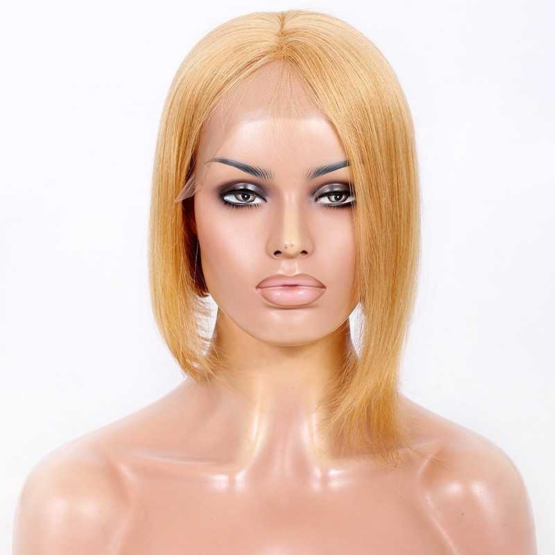 Full Lace Wig, Short Length, 10", Bob Cut, Color #27 (Honey Blonde), Made With Remy Indian Human Hair