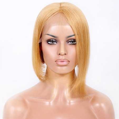 Full Lace Wig, Short Length, 10", Bob Cut, Color #27 (Honey Blonde), Made With Remy Indian Human Hair
