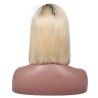 Full Lace Wig, Short Length, 10", Bob Cut, Ombre Color #1/613 (Jet Black / Platinum Blonde), Made With Remy Indian Human Hair