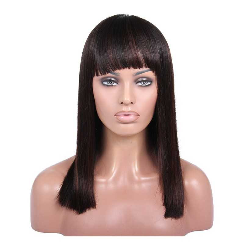 Full Lace Wig, Fringe, Highlight Color 1B/4 (Off Black / Dark Brown)