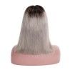 Full Lace Wig, Medium Length, Ombre Color #1B/Grey (Off Black / Grey), Made With Remy Indian Human Hair