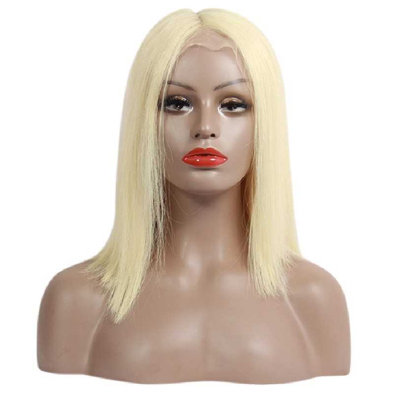 Full Lace Wig, Medium Length, Color #22 (Light Pale Blonde), Made With Remy Indian Human Hair