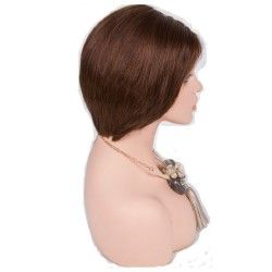 Full Lace Wig, Short Length, 8", Color #4 (Dark Brown), Made With Remy Indian Human Hair