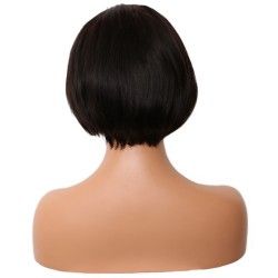 Full Lace Wig, Short Length, 8", Color #1B (Off Black), Made With Remy Indian Human Hair