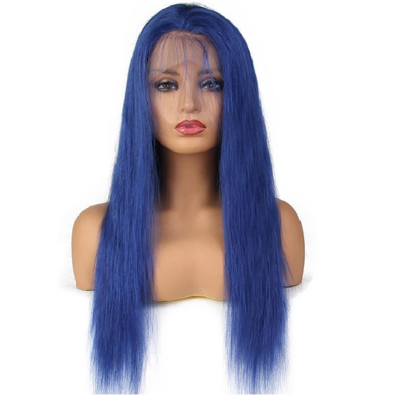 Full Lace Wig, Long Length, Color Blue, Made With Remy Indian Human Hair
