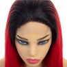 Full Lace Wig, Long Length, Ombre Color #1B/Red (Off Black / Red), Made With Remy Indian Human Hair