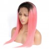 Full Lace Wig, Long Length, Color #1B/Pink (Off Black / Pink), Made With Remy Indian Human Hair