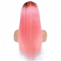 Full Lace Wig, Long Length, Color #1B/Pink (Off Black / Pink), Made With Remy Indian Human Hair