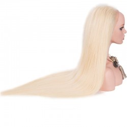 Full Lace Wig, Extra Long Length, Color #60 (Lightest Blonde), Made With Remy Indian Human Hair