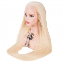 Full Lace WFull Lace Wig, Extra Long Length, Color #60 (Lightest Blonde), Made With Remy Indian Human Hair, Color 1B (Off Black)