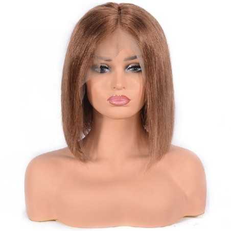 Full Lace Wig, Short Length, 10", Bob Cut, Color #30 (Dark Auburn), Made With Remy Indian Human Hair