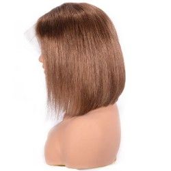 Full Lace Wig, Short Length, 10", Bob Cut, Color #30 (Dark Auburn), Made With Remy Indian Human Hair