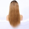 Full Lace Wig, Long Length, Ombre Color #4/27  (Dark Brown / Honey Blonde), Made With Remy Indian Human Hair