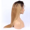 Full Lace Wig, Long Length, Ombre Color #4/27  (Dark Brown / Honey Blonde), Made With Remy Indian Human Hair