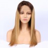 Full Lace Wig, Long Length, Ombre Color #4/27  (Dark Brown / Honey Blonde), Made With Remy Indian Human Hair