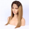 Full Lace Wig, Long Length, Ombre Color #4/27  (Dark Brown / Honey Blonde), Made With Remy Indian Human Hair