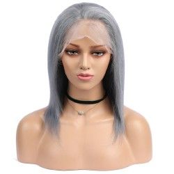 Full Lace Wig, Medium Length, Color Grey (Silver), Made With Remy Indian Human Hair