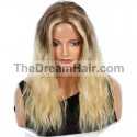 Full Lace Wig, Long Length, Body Wave, Ombre Color #4/613 (Dark Brown / Platinum Blonde), Made With Remy Indian Human Hair