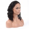 Full Lace Wig, Medium Length, Loose Wavy, Color #1 (Jet Black), Made With Remy Indian Human Hair