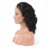 Full Lace Wig, Medium Length, Loose Wavy, Color #1 (Jet Black), Made With Remy Indian Human Hair