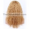 Full Lace Wig, Long Length, Natural Curly, Color #24 (Golden Blonde), Made With Remy Indian Human Hair