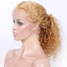 Full Lace Wig, Long Length, Natural Curly, Color #24 (Golden Blonde), Made With Remy Indian Human Hair