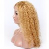 Full Lace Wig, Long Length, Natural Curly, Color #24 (Golden Blonde), Made With Remy Indian Human Hair
