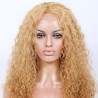 Full Lace Wig, Long Length, Natural Curly, Color #24 (Golden Blonde), Made With Remy Indian Human Hair