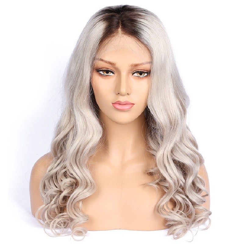Full Lace Wig, Long Length, Body Wave, Ombre Color #2/60 (Darkest Brown / Lightest Blonde), Made With Remy Indian Human Hair