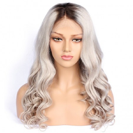 Full Lace Wig, Long Length, Body Wave, Ombre Color #2/60 (Darkest Brown / Lightest Blonde), Made With Remy Indian Human Hair