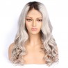 Full Lace Wig, Long Length, Body Wave, Ombre Color #2/60 (Darkest Brown / Lightest Blonde), Made With Remy Indian Human Hair