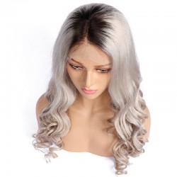 Full Lace Wig, Long Length, Body Wave, Ombre Color #2/60 (Darkest Brown / Lightest Blonde), Made With Remy Indian Human Hair