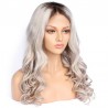 Full Lace Wig, Long Length, Body Wave, Ombre Color #2/60 (Darkest Brown / Lightest Blonde), Made With Remy Indian Human Hair