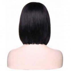 Lace Front Wig, Short Length, 10", Bob Cut, Color #1 (Jet Black), Made With Remy Indian Human Hair