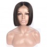 Lace Front Wig, Short Length, 8", Bob Cut, Color #1B (Off Black), Made With Remy Indian Human Hair