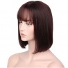 Lace Front Wig, Short Length, 10", Bob Cut With Fringe, Color #2 (Darkest Brown), Made With Remy Indian Human Hair
