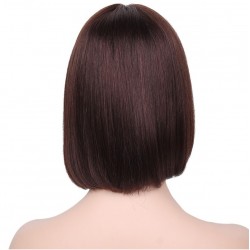 Lace Front Wig, Short Length, 10", Bob Cut With Fringe, Color #2 (Darkest Brown), Made With Remy Indian Human Hair
