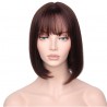 Lace Front Wig, Short Length, 10", Bob Cut With Fringe, Color #2 (Darkest Brown), Made With Remy Indian Human Hair